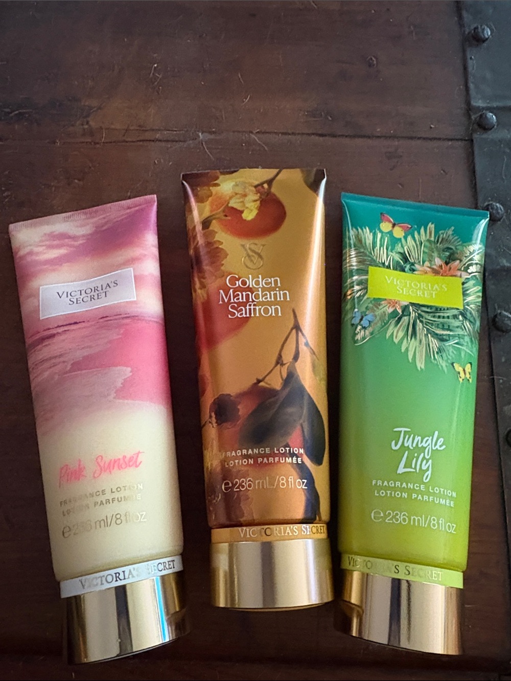 Never Used VS Pink Sunset, Jungle Lily, and Golden Mandarin Saffron Lotion Trio